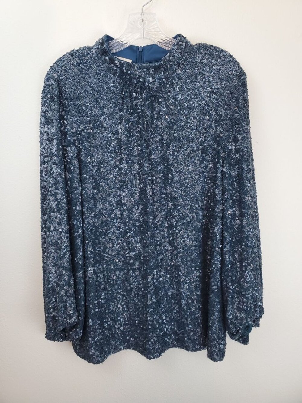 Lafayette 148 Axton Sequin Blouse, teal